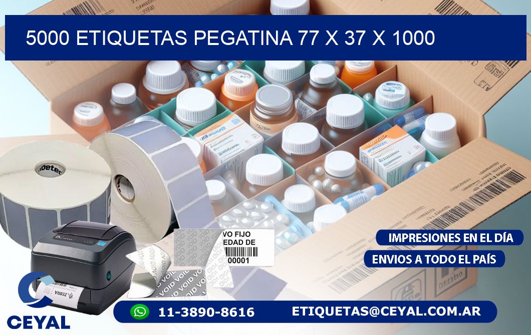 5000 ETIQUETAS PEGATINA 77 x 37 x 1000