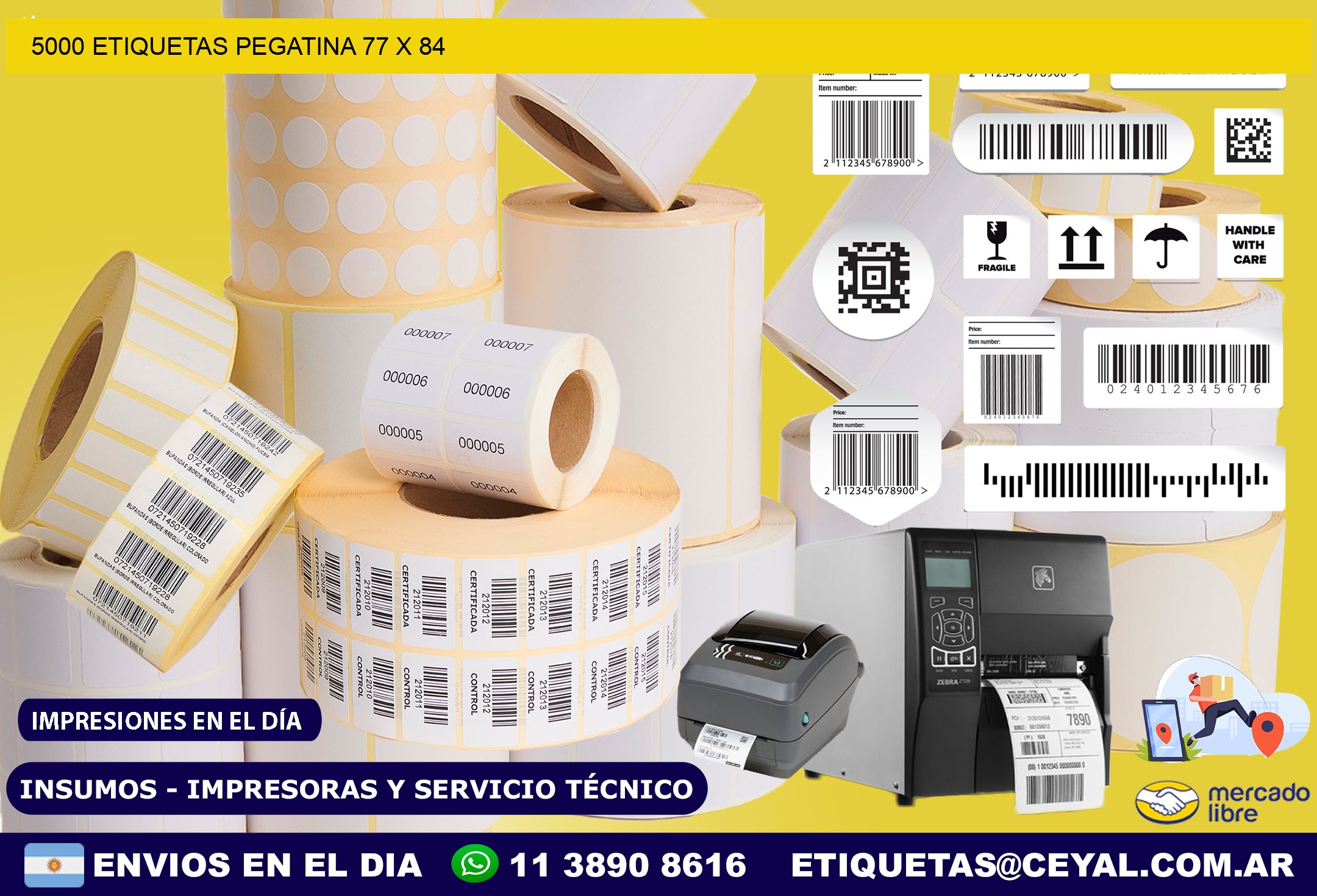 5000 ETIQUETAS PEGATINA 77 x 84