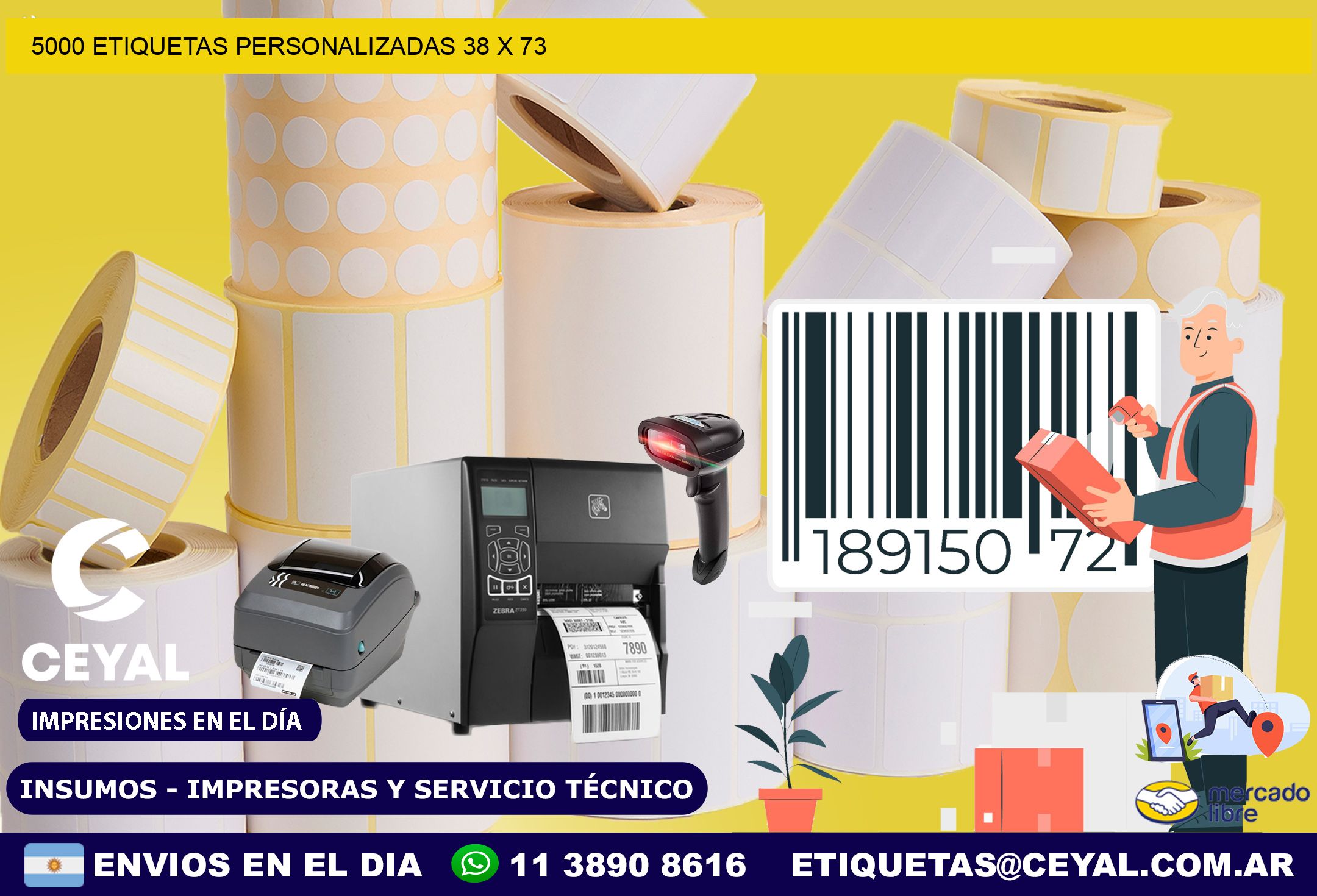 5000 ETIQUETAS PERSONALIZADAS 38 x 73