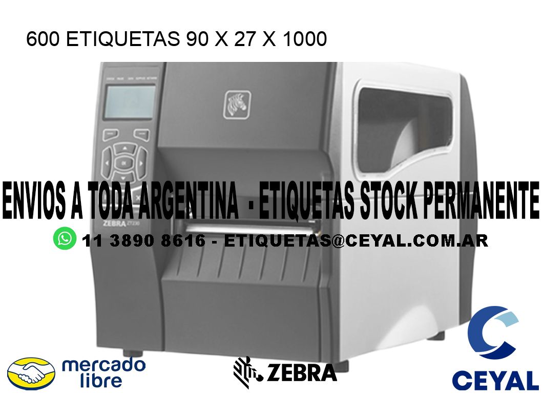 600 ETIQUETAS 90 x 27 x 1000