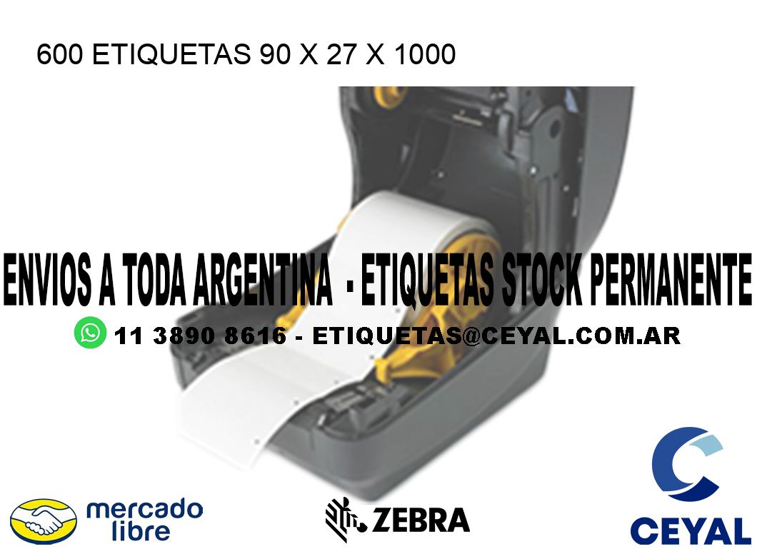 600 ETIQUETAS 90 x 27 x 1000