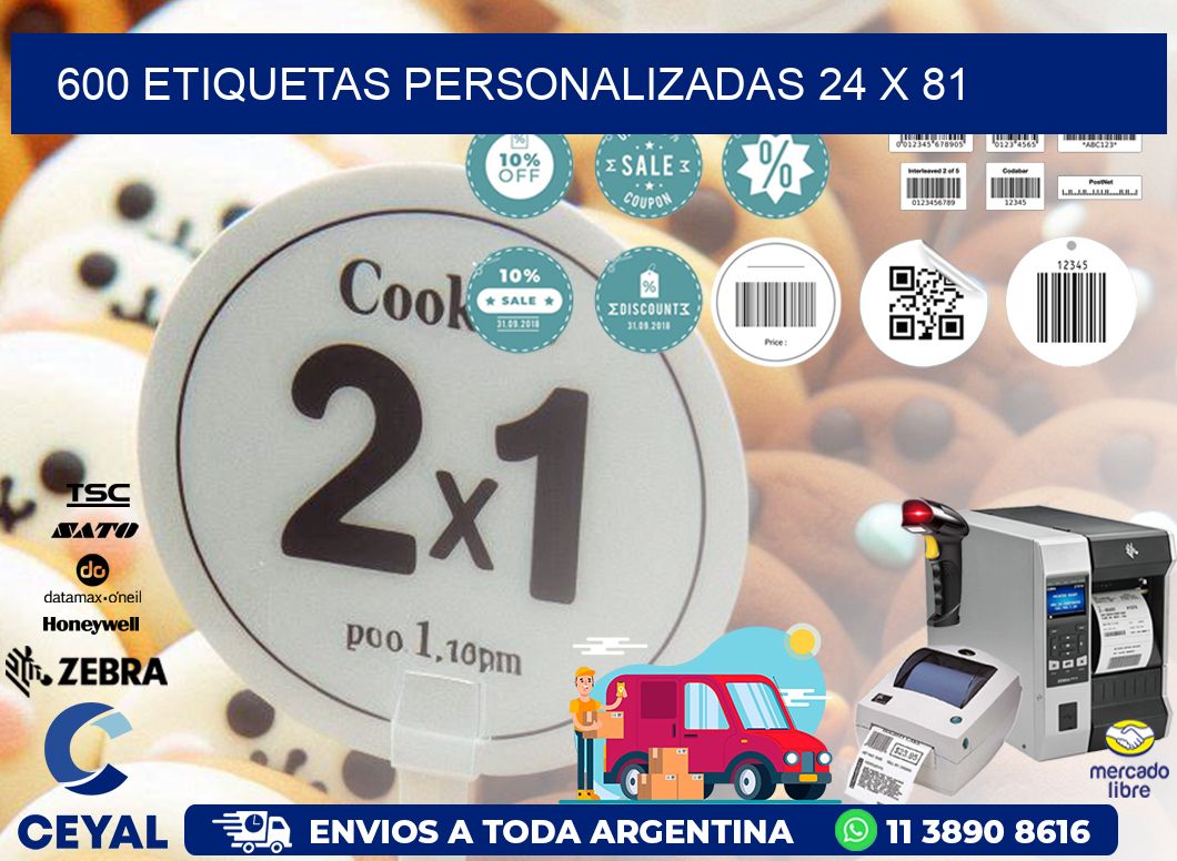 600 ETIQUETAS PERSONALIZADAS 24 x 81