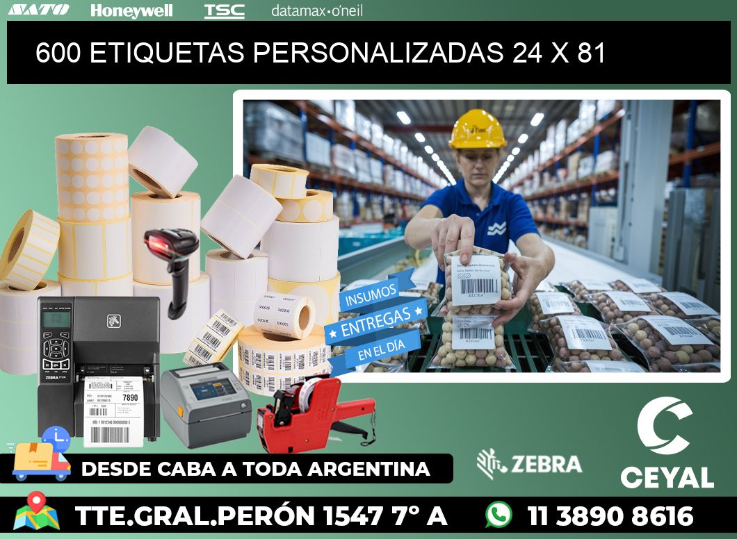 600 ETIQUETAS PERSONALIZADAS 24 x 81