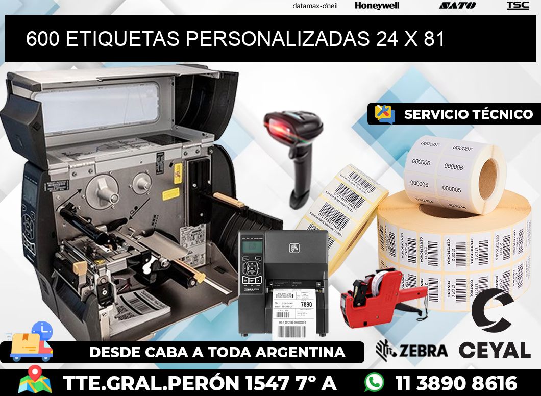 600 ETIQUETAS PERSONALIZADAS 24 x 81
