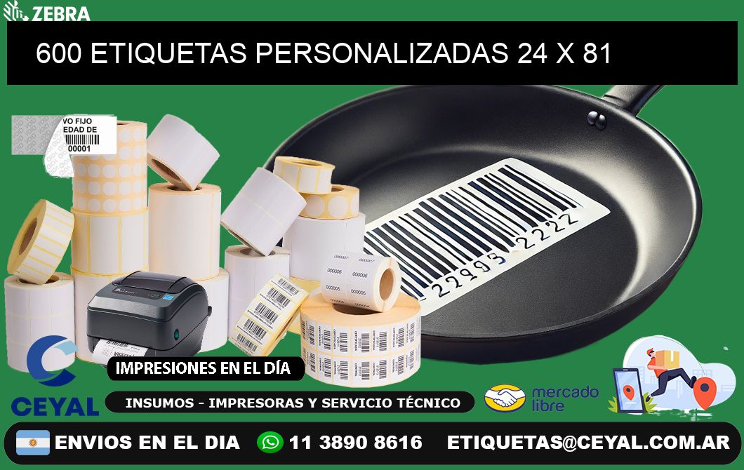 600 ETIQUETAS PERSONALIZADAS 24 x 81
