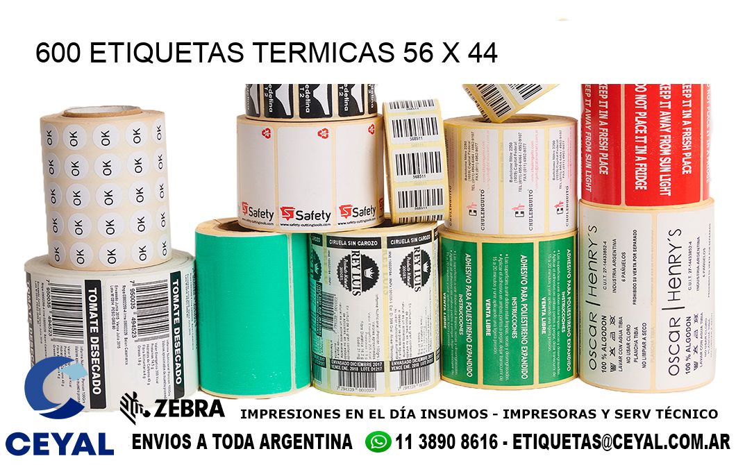 600 ETIQUETAS TERMICAS 56 x 44