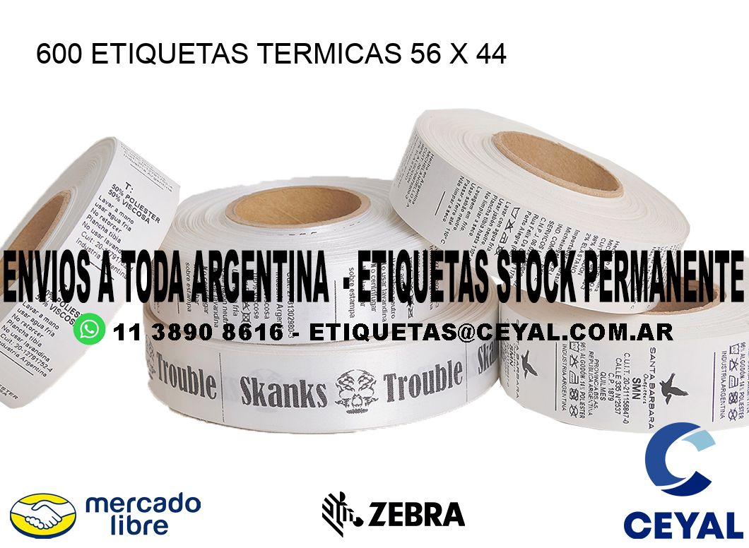 600 ETIQUETAS TERMICAS 56 x 44