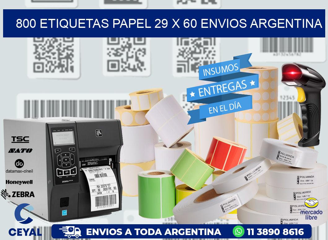 800 ETIQUETAS PAPEL 29 x 60 ENVIOS ARGENTINA