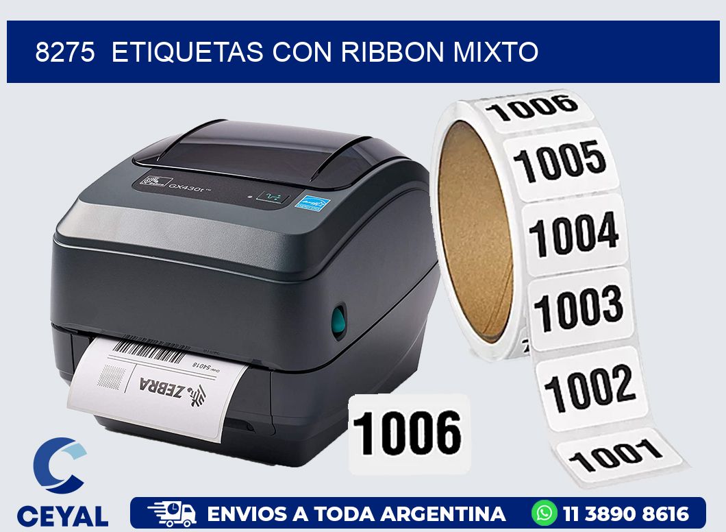 8275  ETIQUETAS CON RIBBON MIXTO