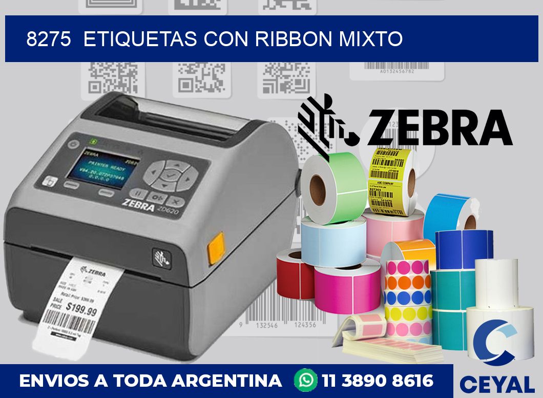 8275  ETIQUETAS CON RIBBON MIXTO