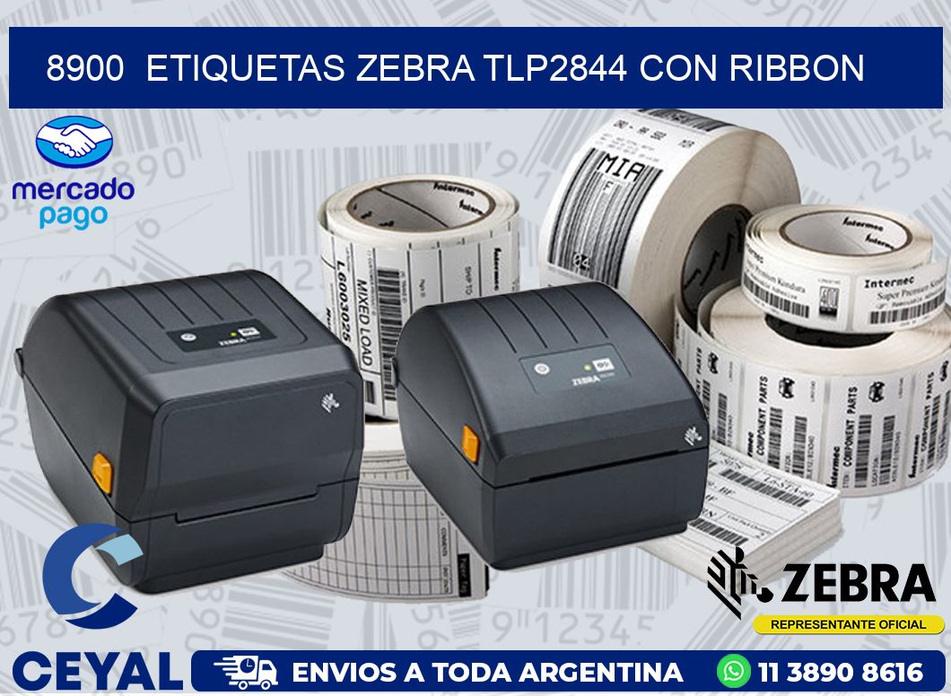 8900  ETIQUETAS ZEBRA TLP2844 CON RIBBON
