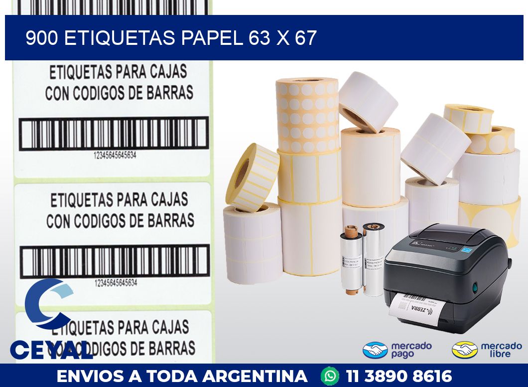 900 ETIQUETAS PAPEL 63 x 67