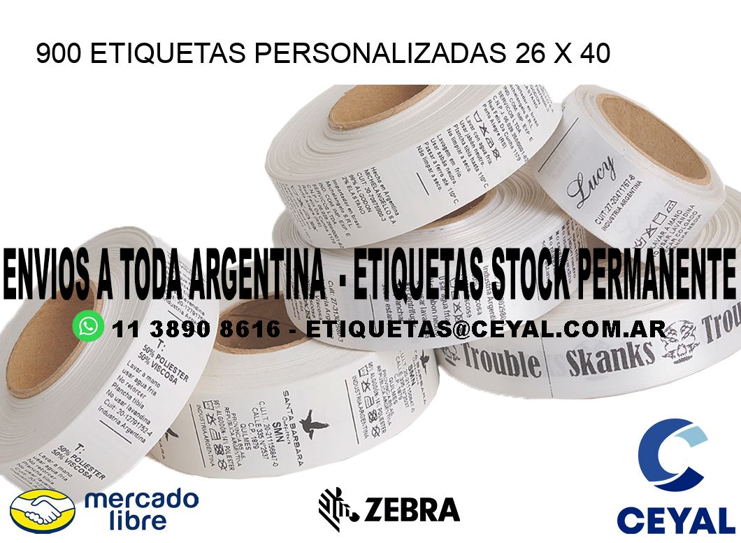 900 ETIQUETAS PERSONALIZADAS 26 x 40
