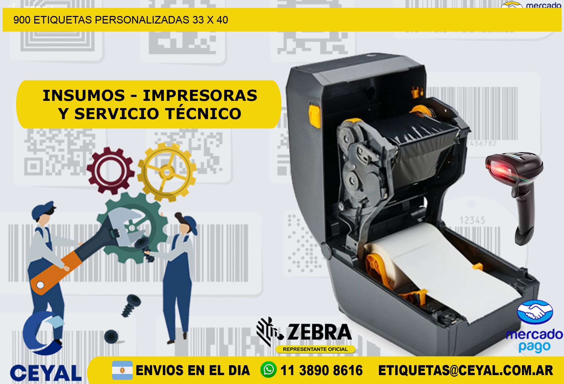 900 ETIQUETAS PERSONALIZADAS 33 x 40