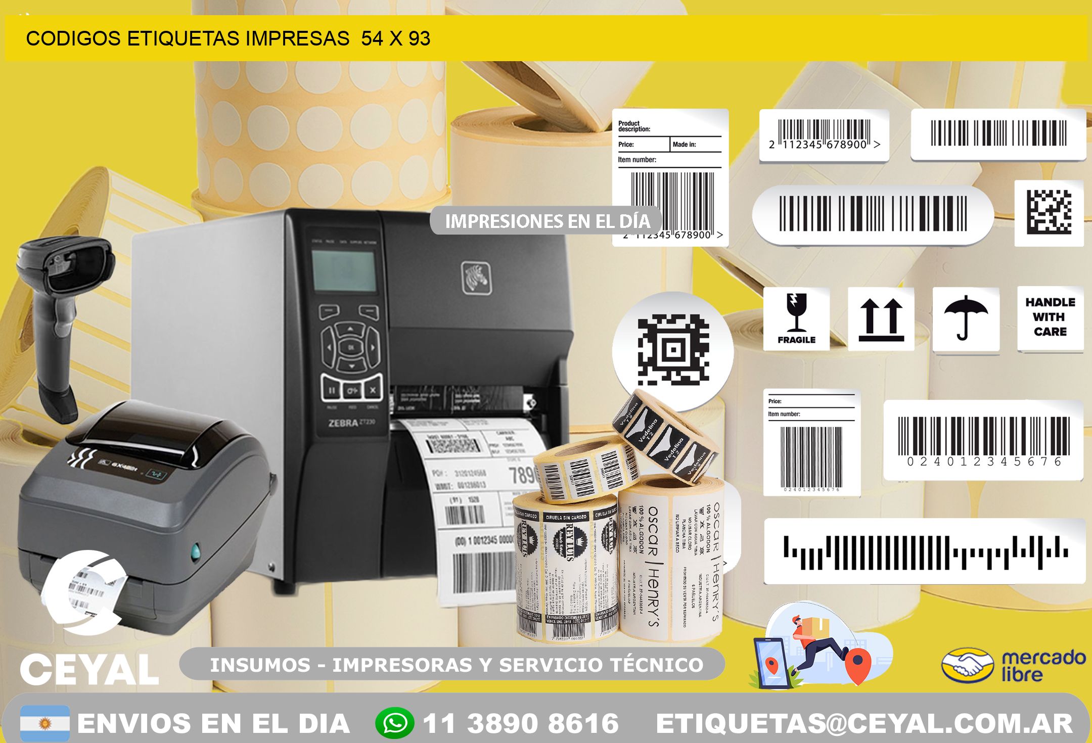 CODIGOS ETIQUETAS IMPRESAS  54 x 93