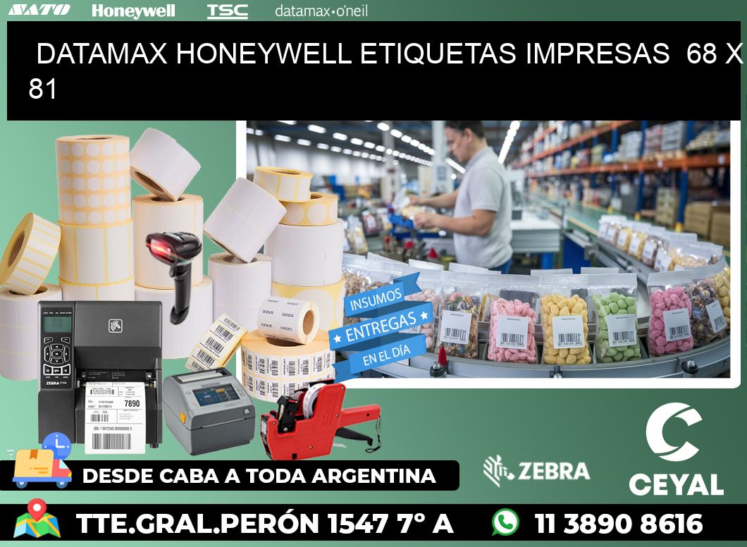 DATAMAX HONEYWELL ETIQUETAS IMPRESAS  68 x 81