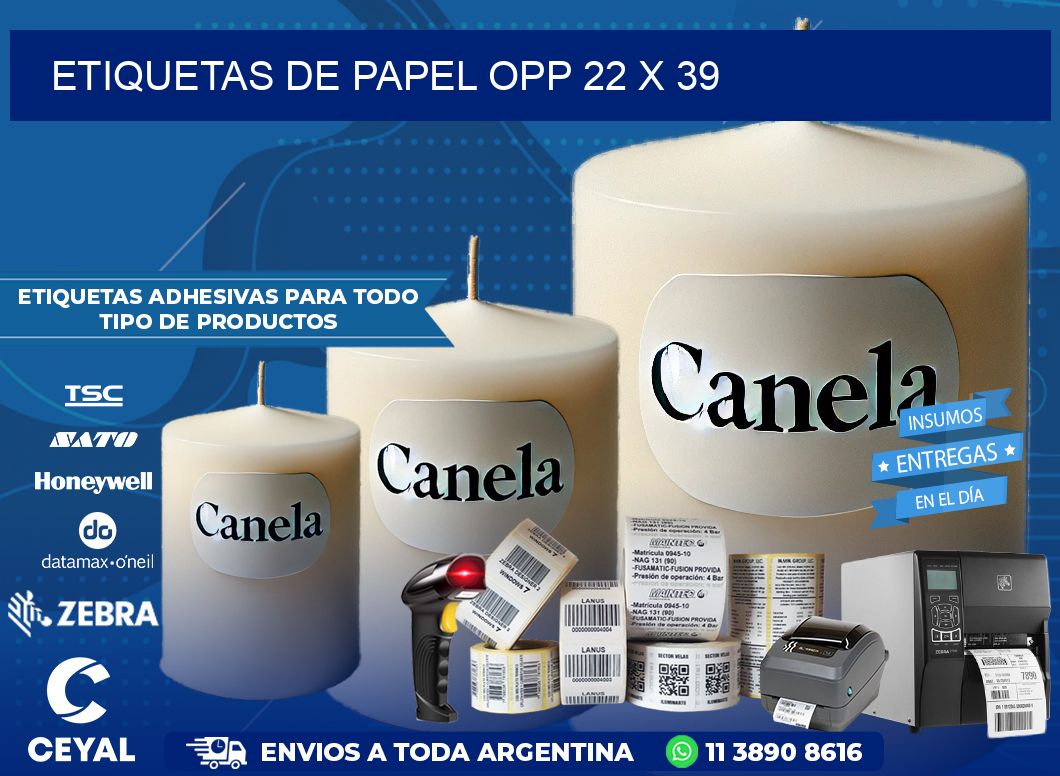 ETIQUETAS DE PAPEL OPP 22 x 39