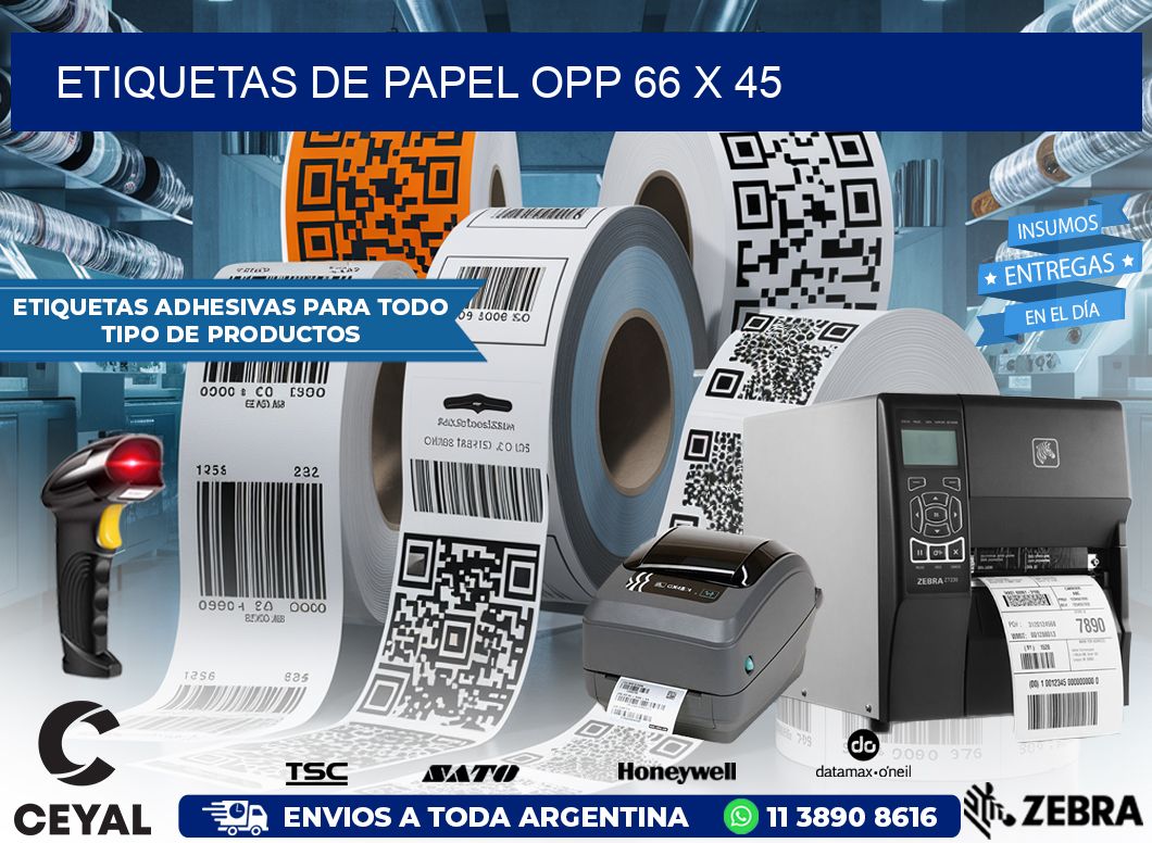 ETIQUETAS DE PAPEL OPP 66 x 45