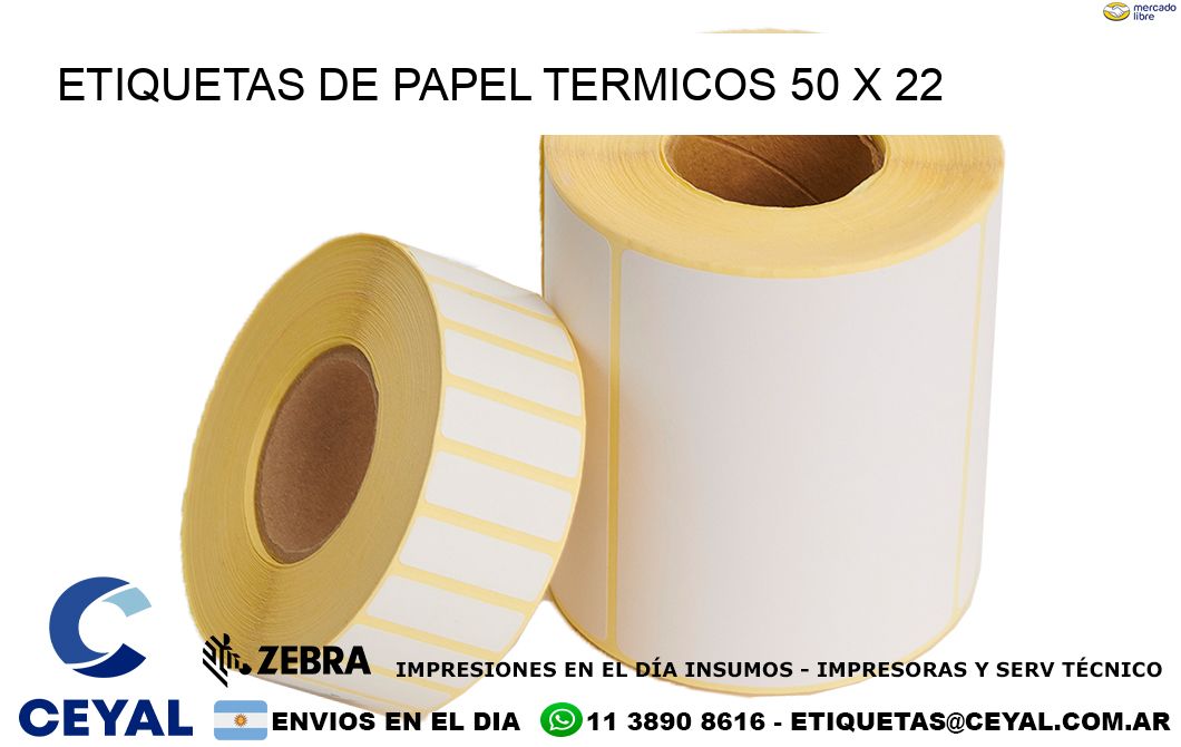 ETIQUETAS DE PAPEL TERMICOS 50 x 22