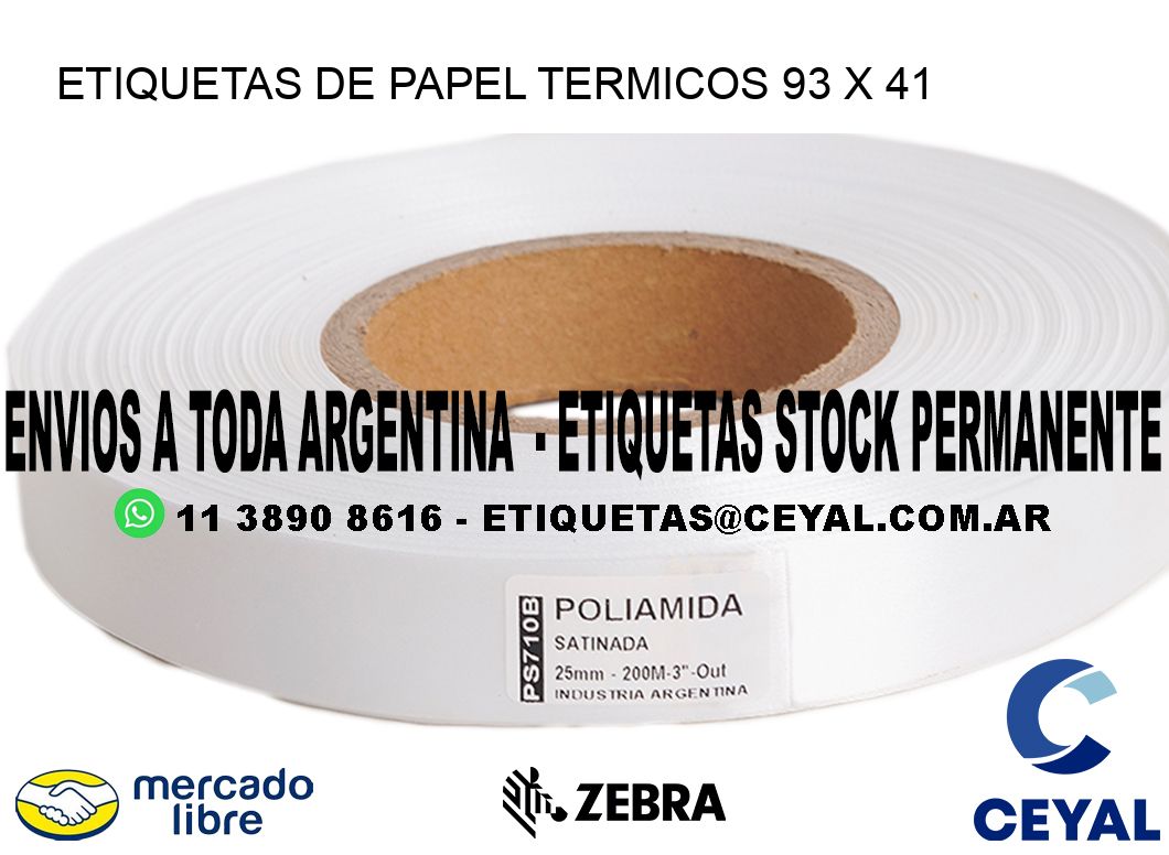 ETIQUETAS DE PAPEL TERMICOS 93 x 41