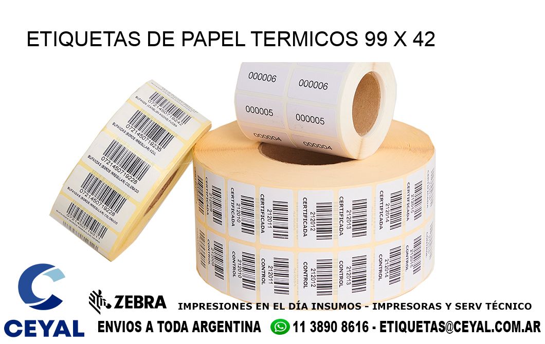 ETIQUETAS DE PAPEL TERMICOS 99 x 42