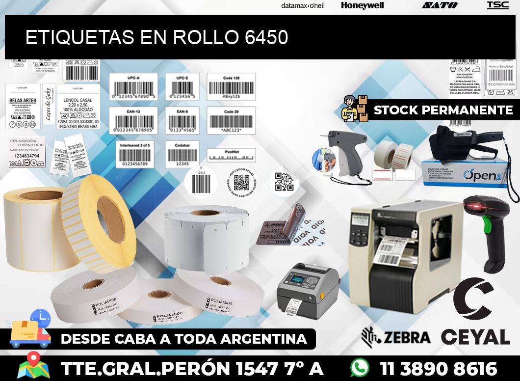ETIQUETAS EN ROLLO 6450