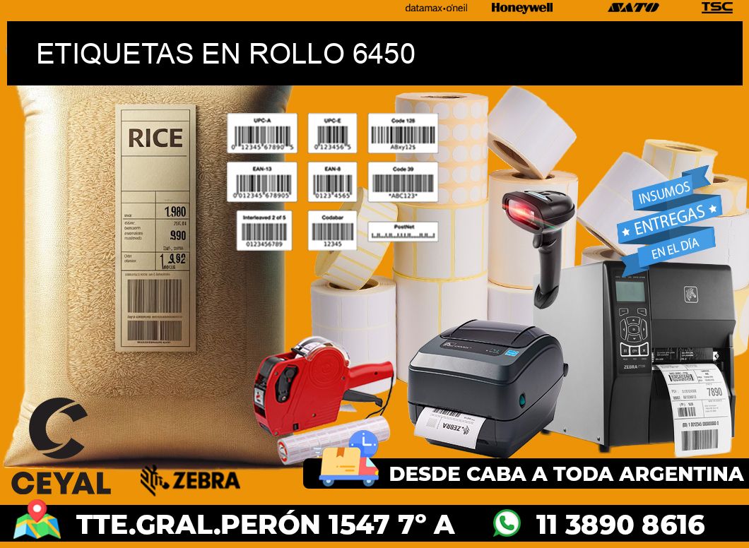 ETIQUETAS EN ROLLO 6450