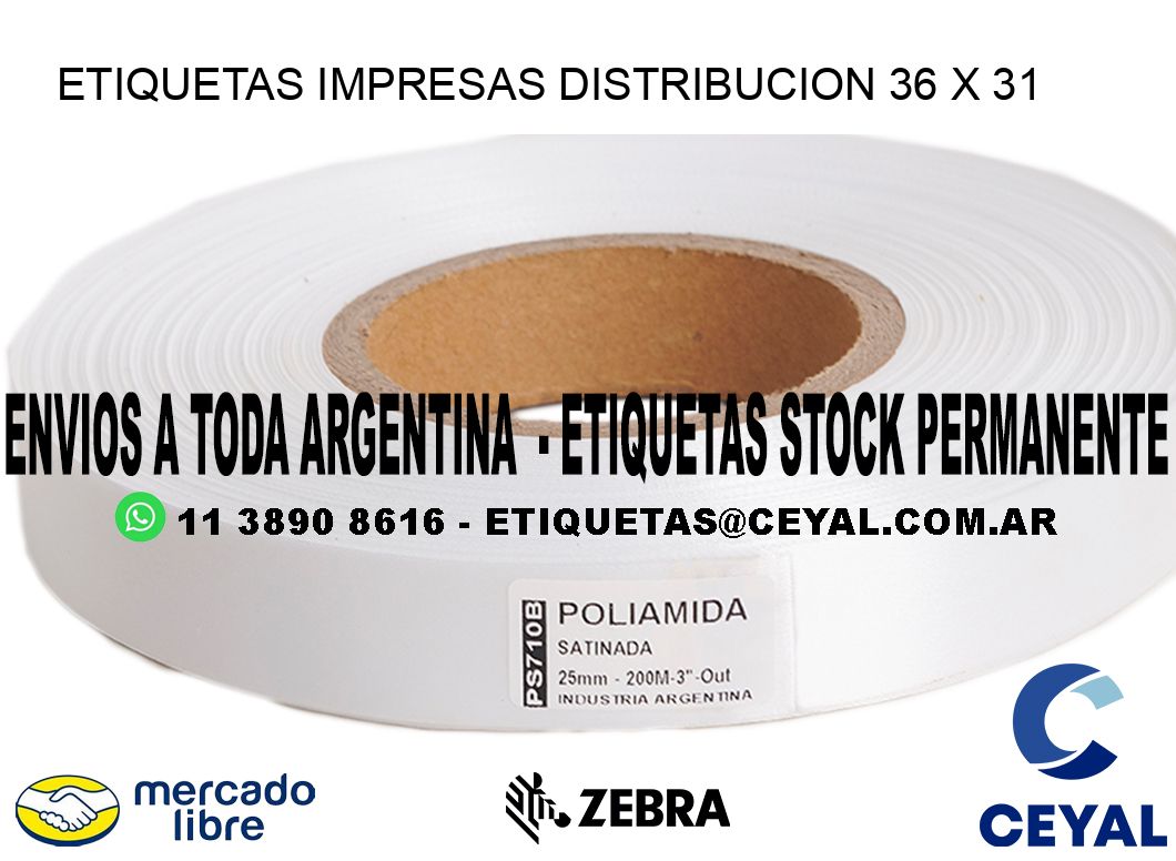 ETIQUETAS IMPRESAS DISTRIBUCION 36 x 31