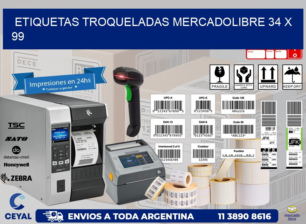 ETIQUETAS TROQUELADAS MERCADOLIBRE 34 x 99