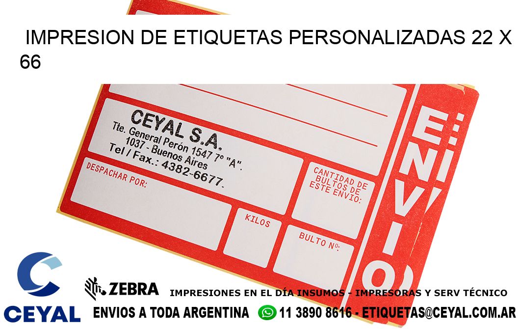 IMPRESION DE ETIQUETAS PERSONALIZADAS 22 x 66