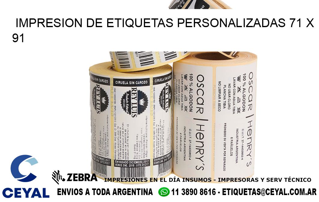 IMPRESION DE ETIQUETAS PERSONALIZADAS 71 x 91