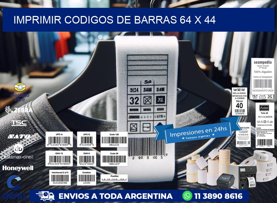 IMPRIMIR CODIGOS DE BARRAS 64 x 44