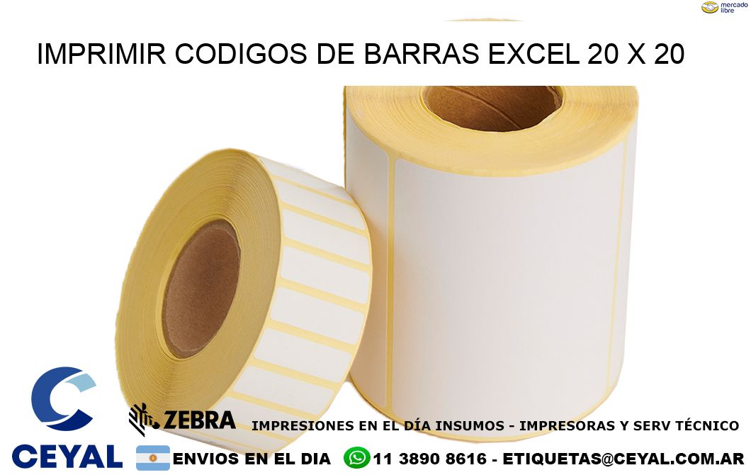 IMPRIMIR CODIGOS DE BARRAS EXCEL 20 x 20