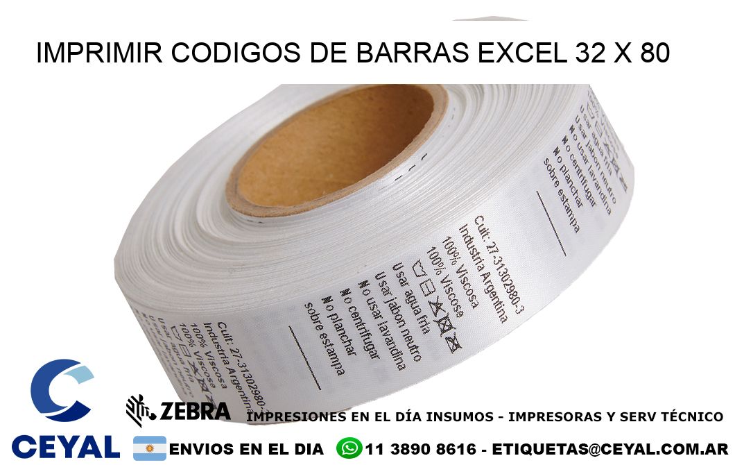 IMPRIMIR CODIGOS DE BARRAS EXCEL 32 x 80