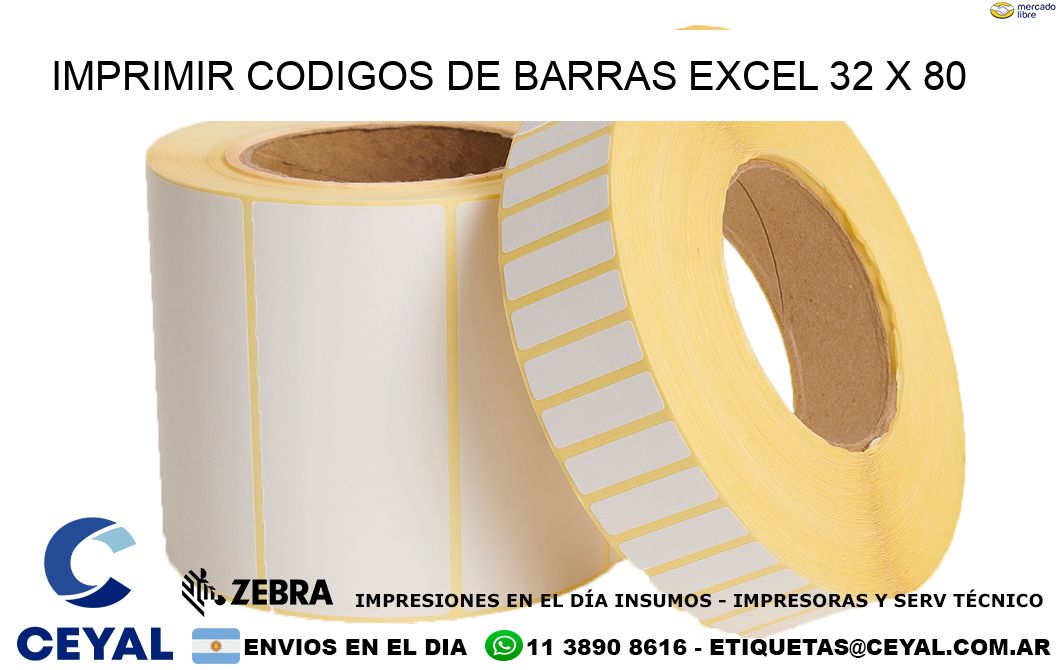IMPRIMIR CODIGOS DE BARRAS EXCEL 32 x 80