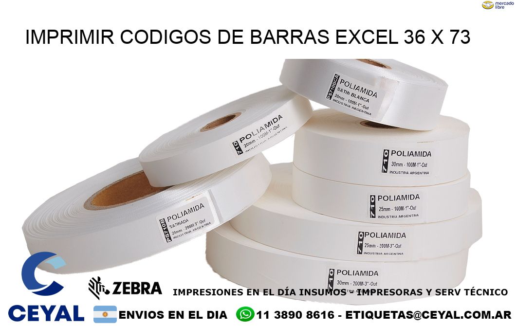 IMPRIMIR CODIGOS DE BARRAS EXCEL 36 x 73