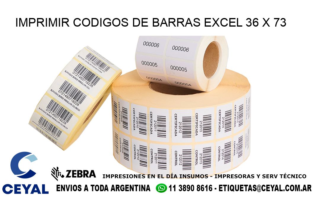 IMPRIMIR CODIGOS DE BARRAS EXCEL 36 x 73