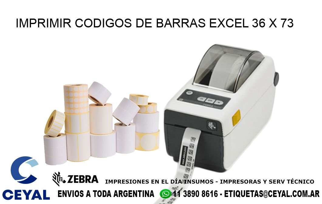 IMPRIMIR CODIGOS DE BARRAS EXCEL 36 x 73