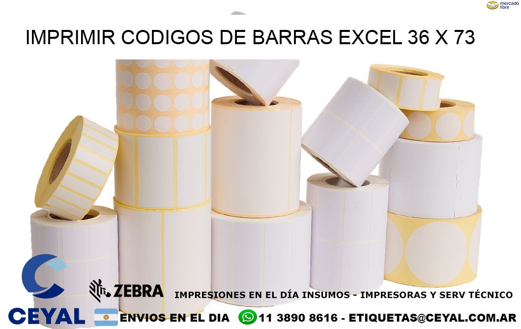 IMPRIMIR CODIGOS DE BARRAS EXCEL 36 x 73