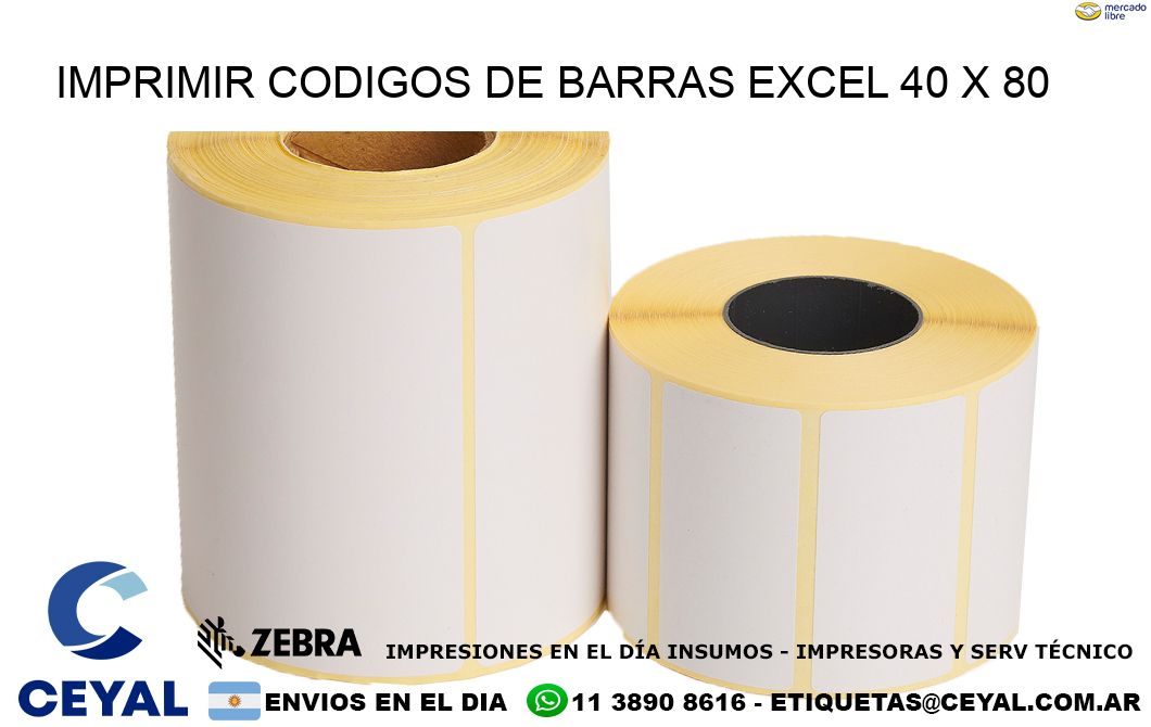 IMPRIMIR CODIGOS DE BARRAS EXCEL 40 x 80