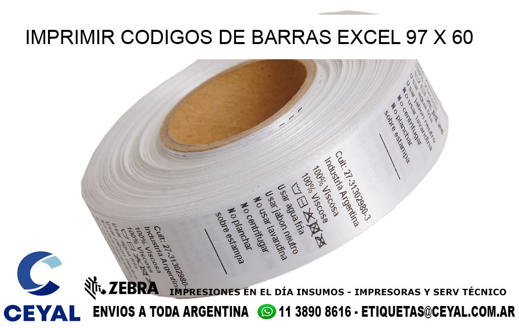 IMPRIMIR CODIGOS DE BARRAS EXCEL 97 x 60