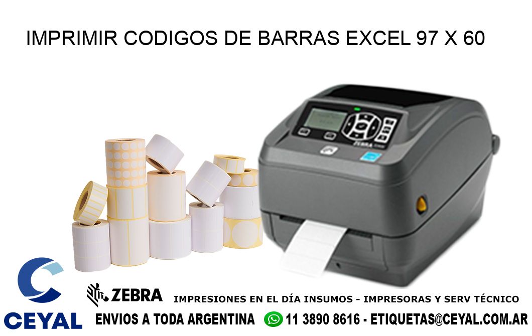 IMPRIMIR CODIGOS DE BARRAS EXCEL 97 x 60