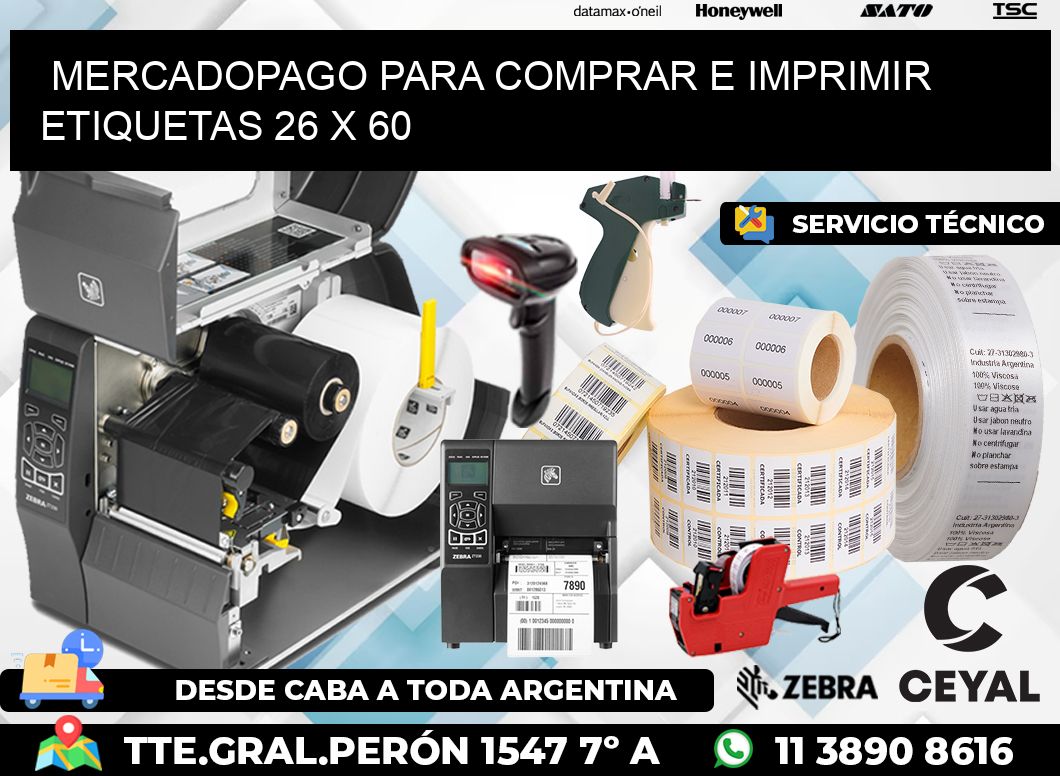 MERCADOPAGO PARA COMPRAR E IMPRIMIR ETIQUETAS 26 x 60