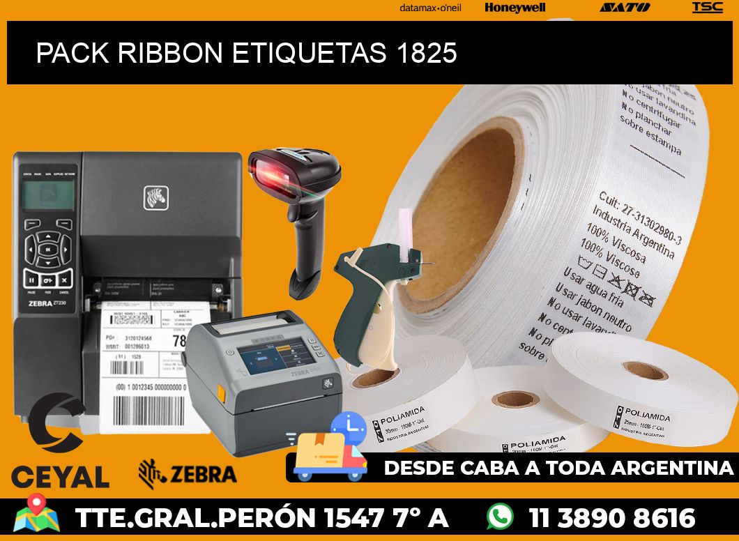 PACK RIBBON ETIQUETAS 1825