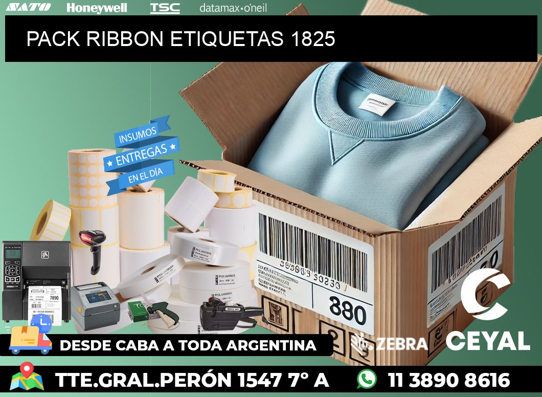 PACK RIBBON ETIQUETAS 1825
