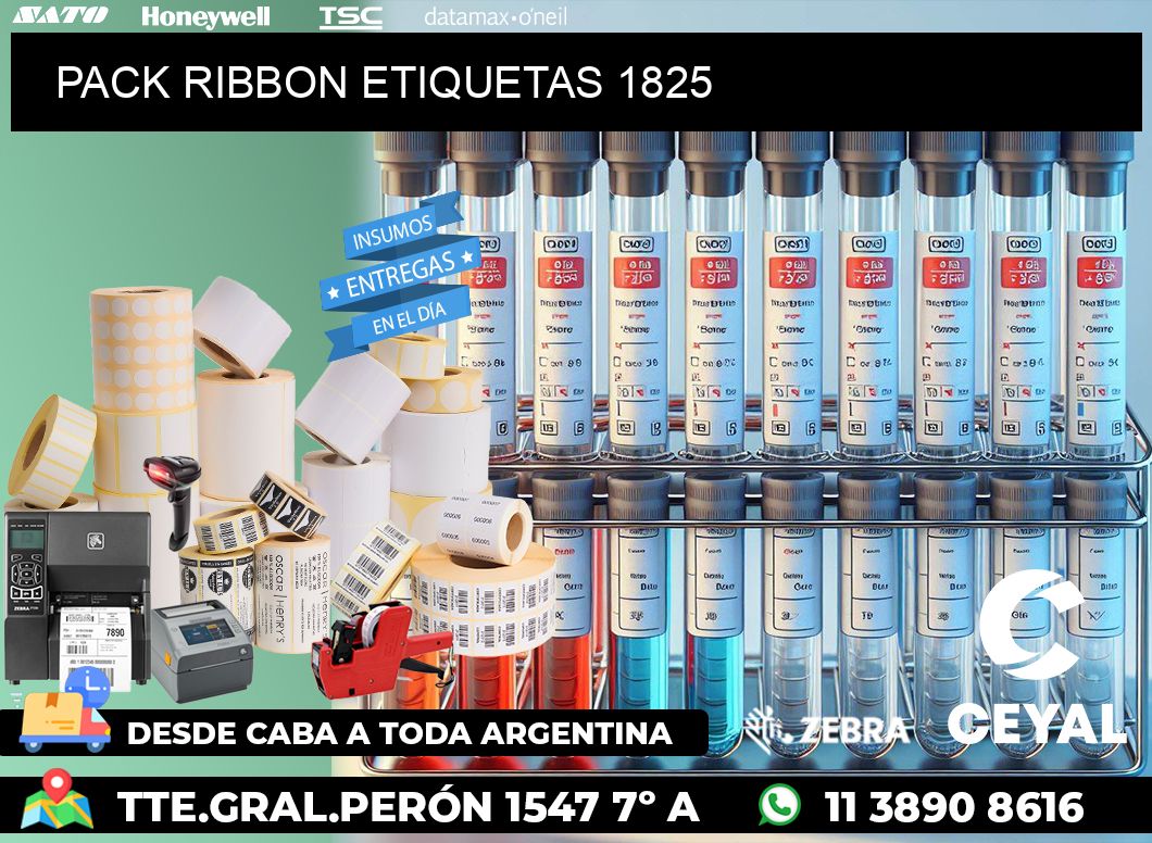 PACK RIBBON ETIQUETAS 1825