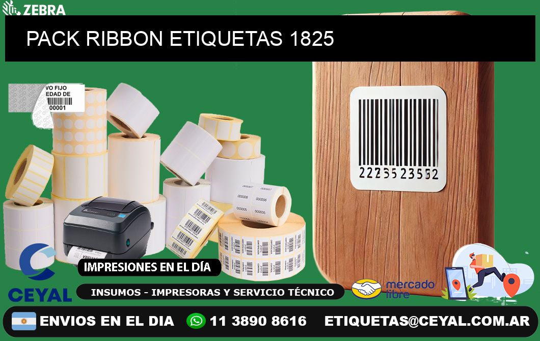 PACK RIBBON ETIQUETAS 1825