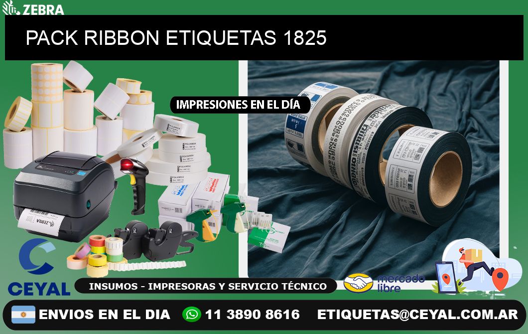 PACK RIBBON ETIQUETAS 1825