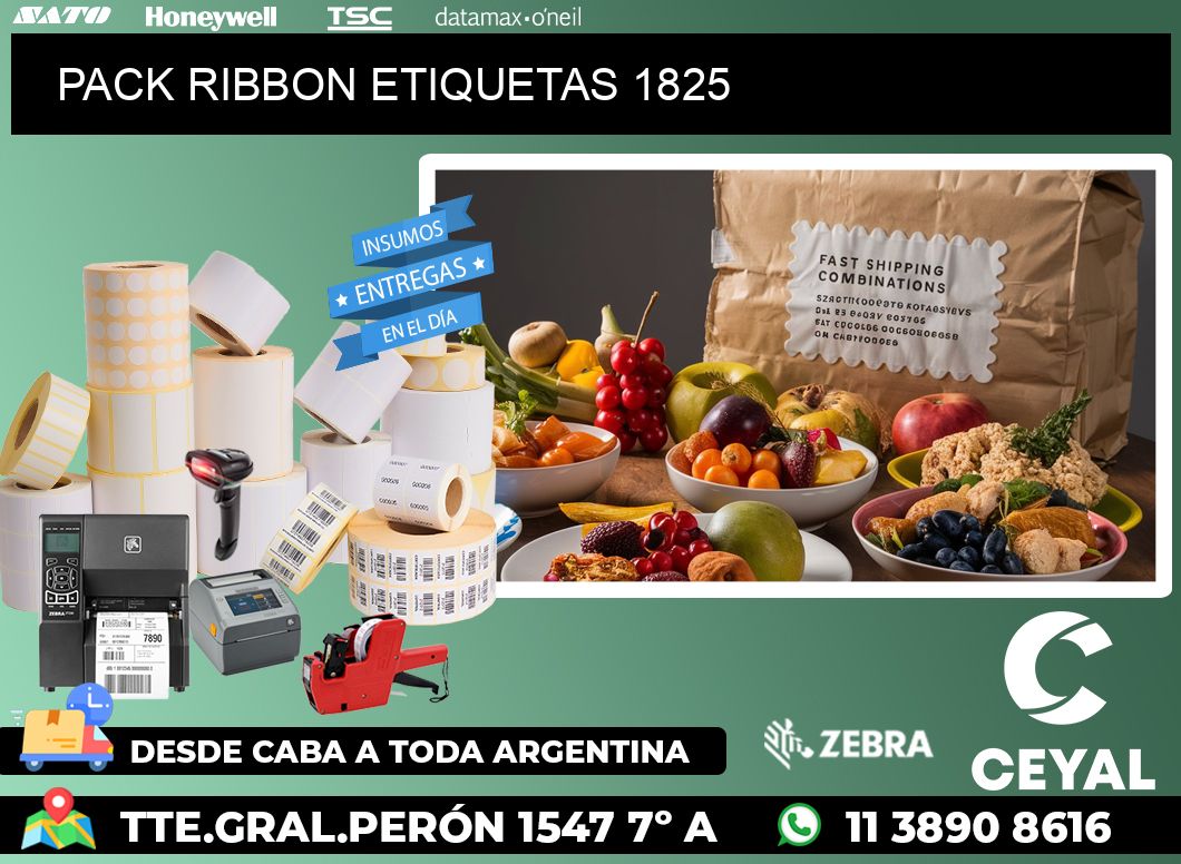 PACK RIBBON ETIQUETAS 1825