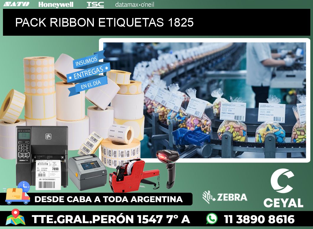 PACK RIBBON ETIQUETAS 1825
